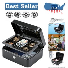 Lightweight Medium Cash Box with Dual Key Lock & Removable Tray – 6.3″ x 7.87″