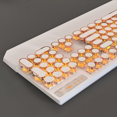 Typewriter Mechanical Gaming Keyboard, Retro Gold Punk Round Keycaps LED Back…