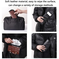 Money Wallet Organizer for Cash with 6 Zippered Pocket 6 pockets, Black