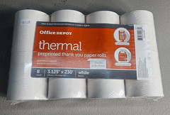 Office Depot Thermal Paper Rolls – 3.125in x 230ft – White – 8 Rolls-Brand New