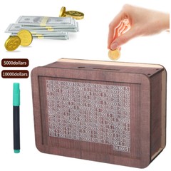 Cash Vault Wooden Savings Box, Wooden Cash Saver Money Box, Cash Saver Box 10000