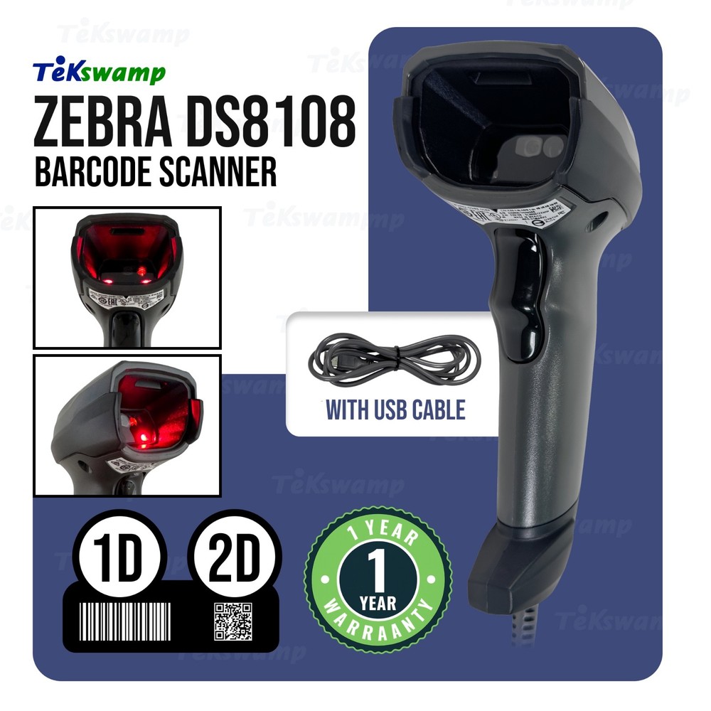 Zebra DS8108-DL00007ZZWW Barcode Scanner Imager w/USB Cable 1 YEAR WARRANTY!⚡️