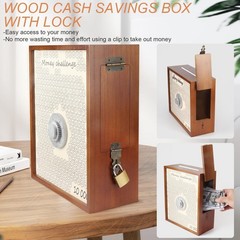 10000 Money Saving Box with Lock, Large Wooden 10k Savings Challenge Box $10,…