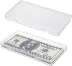 2 Pack Plastic Cash Box Clear Currency Tray Rectangular Cash Storage Holder