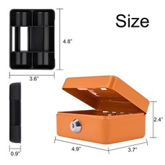 Mini Cash Box with Slot Small Cash Box with Money Tray and Key Lock, Metal Lo…