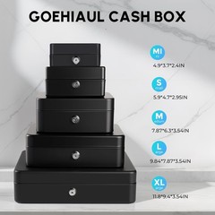 Compact Cash Box with Key Lock and Protective Coin Tray – 4.9″ Black Beauty