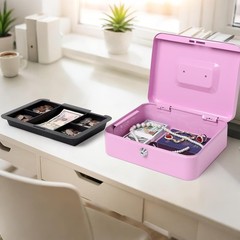 Cash Box with Tray – Light Purple Money Box with Key Lock, Money Saving Box L…