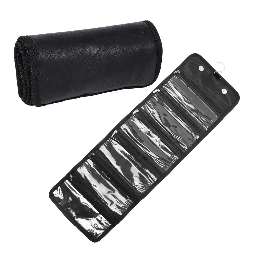 Money Wallet Organizer for Cash with 6 Zippered Pocket 6 pockets, Black