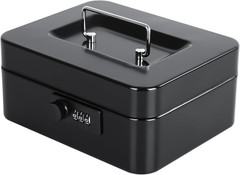 Cash Box with Combination Lock Safe Metal Money Box with Money Tray for Security