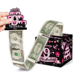 Birthday Money Box Cash 9th Surprise Explosion Gift 9 Years Pink Decor 35 PCS