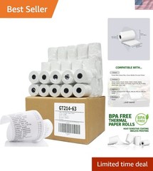 Durable 50-Pack Thermal Paper Rolls 2-1/4″ x 63′ with End of Roll Indicator