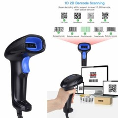 Handheld USB Wired 1D 2D QR Barcode Scanner Laser Continuous Bar Code Reader