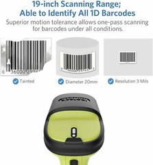 1D Bluetooth Wireless Barcode Scanner Reader Gun With Free Smart Charging Base