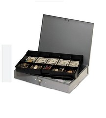 MMF INDUSTRIES 2215CBTGY HEAVY GAUGE STEEL CASH BOX & TRAY GRAY SUPER FAST SHIP!