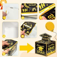 Graduation Money Box for Cash Gift PullBlue Gold Graduation Gifts Surprise