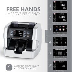 NUCOUN VC-7S Silver Bank Grade Money Counter Machine Mixed Denomination Value…