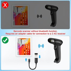 USB Wireless Barcode Scanner Stand 2in1 2.4Ghz 2.0 Wired 1D Reader Scanner