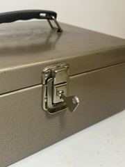 Vintage Rockaway Metal Cash Lock Box Inwood NY Excellent Condition 2 Keys Works