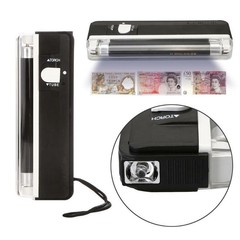 Portable Handheld UV Light Torch Blacklight Counterfeit Bill Money Detector 2in1