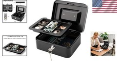 Medium Portable Lock Box with Cash Tray – Secure Your Valuables Effortlessly