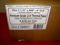 3 1/8″ X 660′ 6″ O.D. Premium Grade 21# Thermal Paper 1″ Solid Wall Core 8 Rolls
