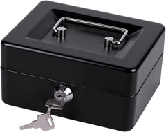 Small Cash Box with Money Tray and Lock Metal Cash Lock Box with Key
