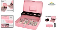 11.8 x 9.5 Inch Cash Box with Lock, Perfect for Keeping Cash and Coins Safe