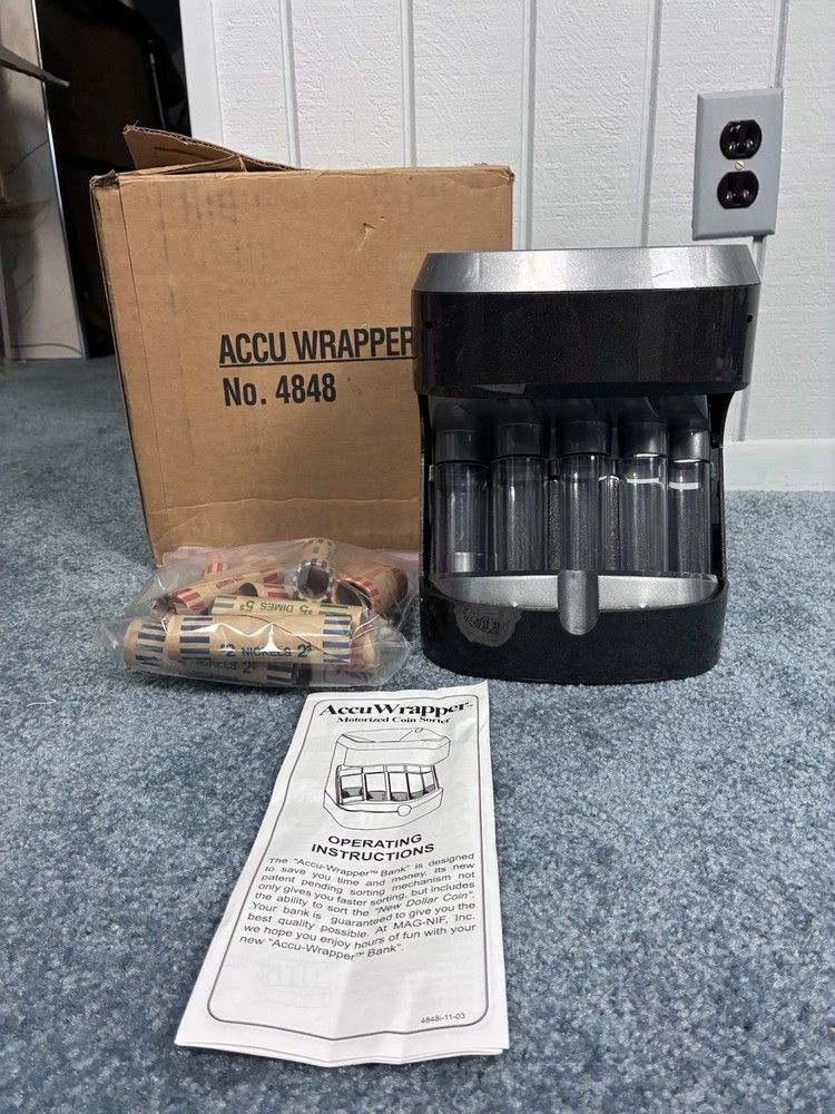 Magnif Accuwrapper Motorized Coin Sorter Sorts Wraps & Counts Coins Bank USA