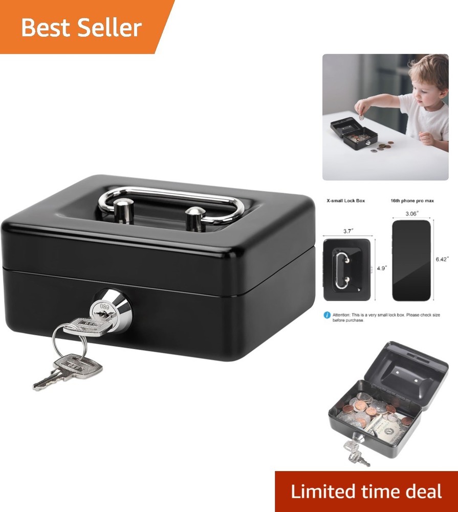 Chic & Portable X-Small Cash Box with Key Lock – Ideal for Home & Travel