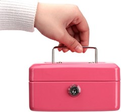 Small Cash Box with Key Lock, Decaller Portable Metal Money Small, Pink