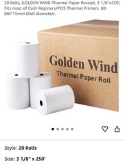 Rolls 3 1/8” X 205’ Thermal Paper Receipt 50 Rolls Fits Most Cash Registers