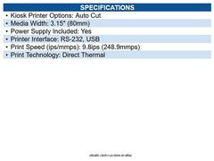 Sewoo SMK3S-H120 SMK3S-V80 3″ Kiosk Mechanism Printer Horizontal Type – Auto Cut