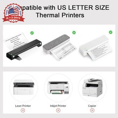 8.5×11 Inch Thermal Paper 100 Sheets Letter Size Dry Quickly Fade-Resistant for