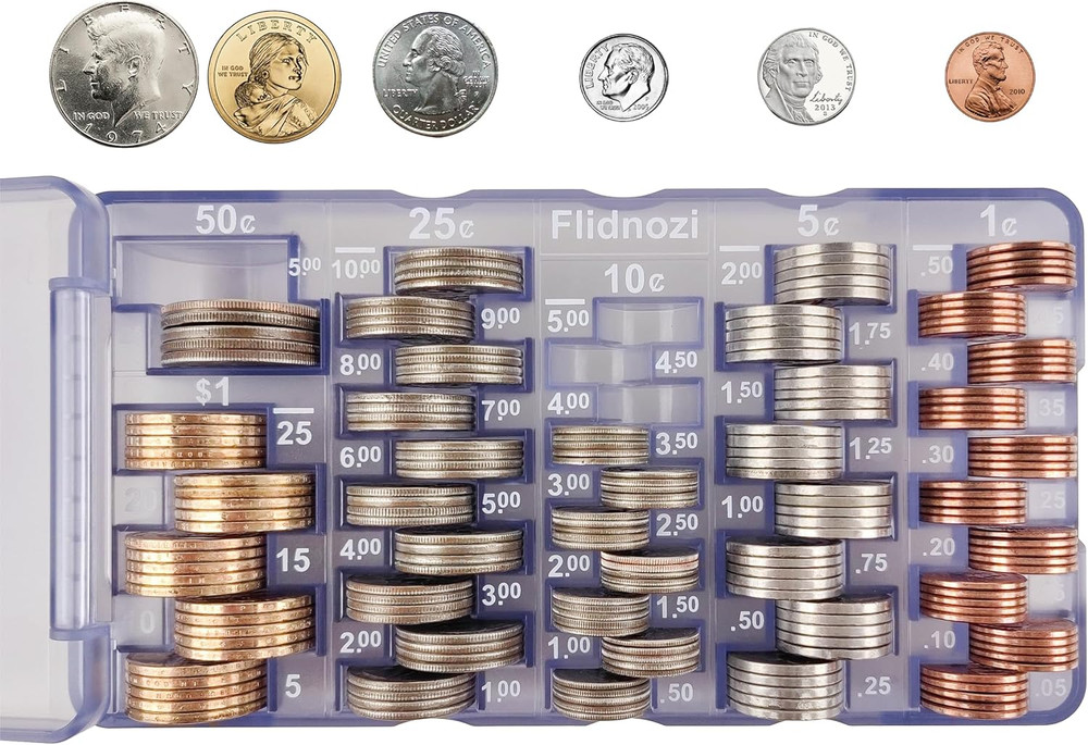 Coin Sorter Coin Counter Tray, 2Pcs Mini Coin Holder for Car, Accurate & Easy to