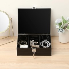 Acrylic Lockable Cash Storage Box 3 Slots Money Holder Cash Organizer Currenc…