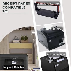 24 rolls 1Ply Bond Receipt Paper Rolls 3 X 150 White Paper for Kitchen Impact
