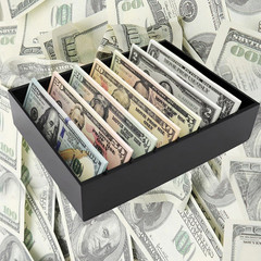Money Organizer for Cash, 8 Compartment Black Acrylic Money Holder, Cash Tray, C