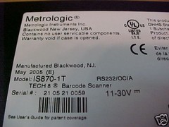 METROLOGIC IS870-1T TECH 8 INDUSTRIAL SCANNER KIT RECON