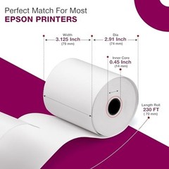 Thermal Paper Receipt Rolls 3 1/8 x 230mm for Epson Printers – Pack of 10