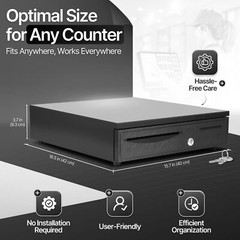 POS Cash Drawer Box w/5 Bill/5 Coin Tray Compatible with Star and Epson Printers