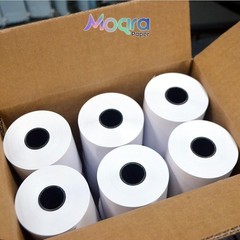 Moqra Sticky Thermal Receipt Paper Rolls 80mm x 170ft Linerless 12 Pack