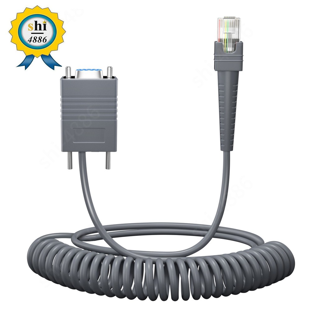 5M RS232 to RJ45 Coiled Cable For Zebra LS3008 LS3408 LS3408-FZ LS4278 LS3478