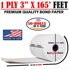 Unbranded 3″ x 165′ 1Ply Bond 50 Rolls for Reseller Epson TM-U200D Epson TM-U210