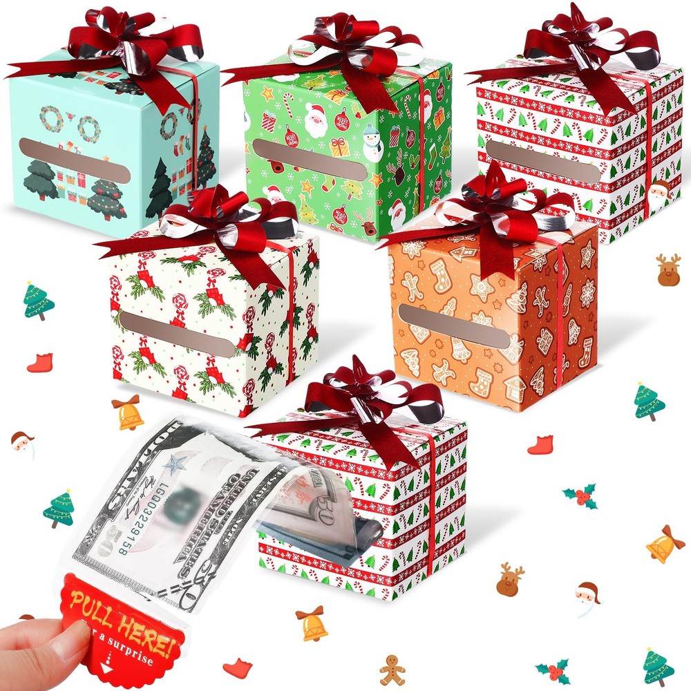 12 PCS Christmas Money Pop-Up Box for Cash Gift Pull DIY Surprise Pull Kit