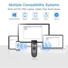 EYOYO Mini Wireless 2D QR Code Barcode Scanner Bluetooth USB Reader for PC Phone