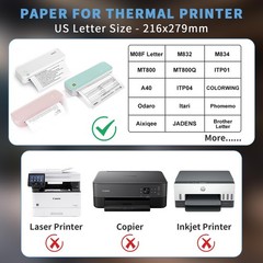8.5 x 11 inch Thermal Paper 2 Rolls Quick-Dry US Letter Size Thermal Printer …