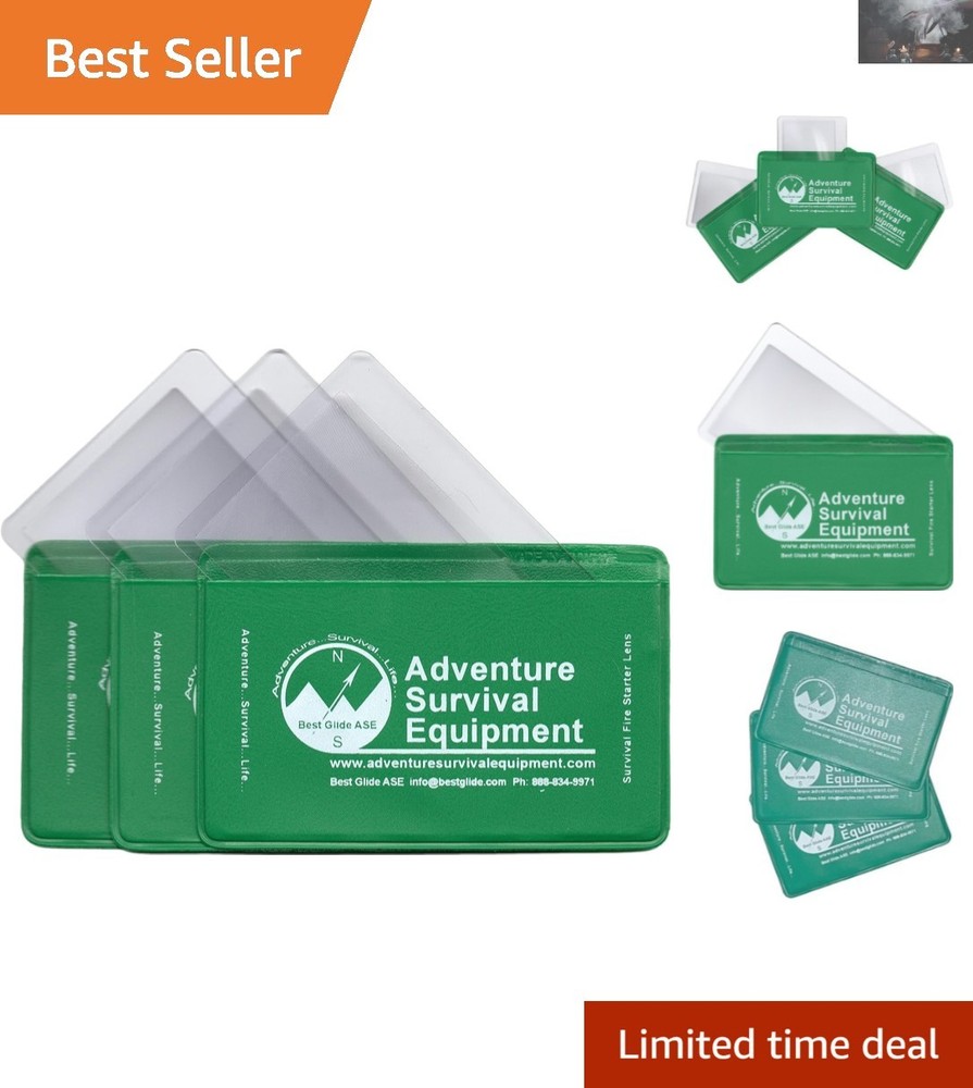Lightweight Credit Card Fresnel Lenses – 3 Pack Fire Starter & Magnifier
