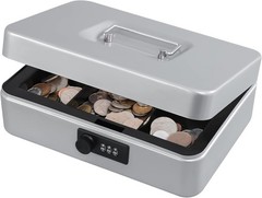 Light Grey Cash Box with Combination Lock – Durable, Portable, 7.87″x6.3″