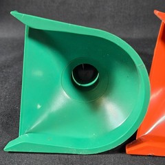 Vintage Set MMF Industries Plastic Coin Funnels Green Red Blue Orange USA Made