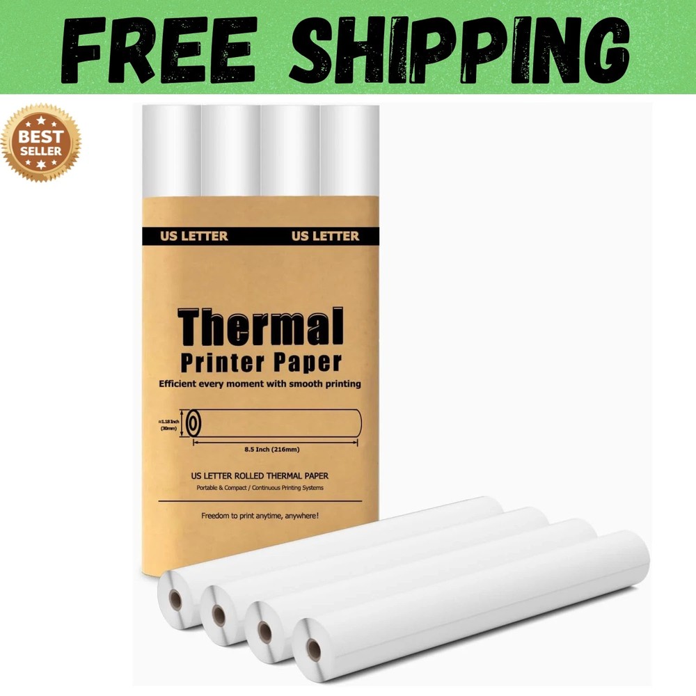4 Rolls A4 Thermal Printer Paper 8.5×11″ for M08F M832 M834 Portable Printer
